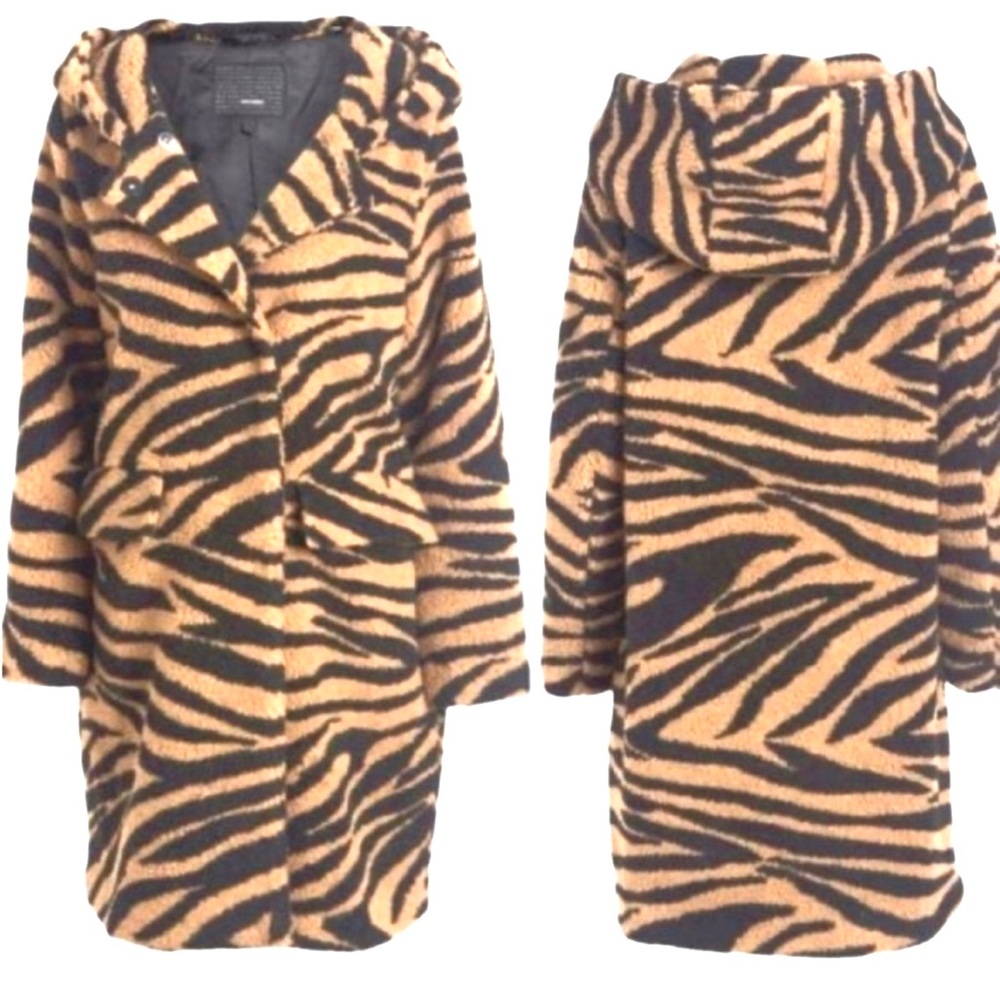 Steve Madden M Women's Tiger Sherpa Hooded Overcoat